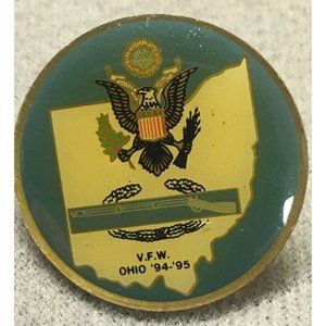 VFW Ohio 94-95 Pin Rifle Eagle Laurels Ohio State enameled gold tone